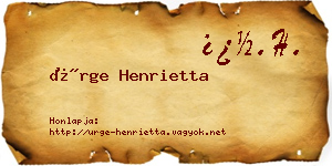 Ürge Henrietta névjegykártya